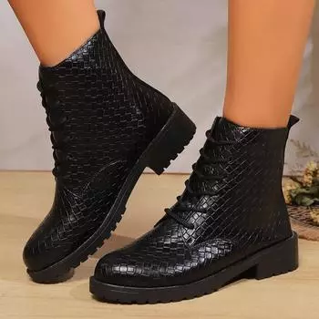 Распродажа женской обуви, женские ботинки со шнуровкой спереди, модные, с круглым носком, современные ботинки, женские, новые, большого размера, ботильоны Zapatos 35