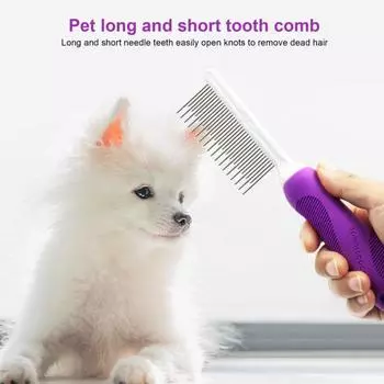 Распутывающая расческа для домашних животных для собак, кошек, зубы из нержавеющей стали, эргономичная ручка, универсальный инструмент для ухода за кошками, собаками, простая в использовании, чистая, нежная щетка для удаления линьки A