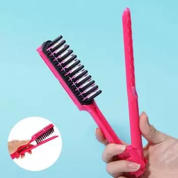 Распутывающая щетка для волос V-образная складная ручка для массажа кожи головы для женщин и девочек, влажная и сухая, длинные вьющиеся, пушистые, расческа для укладки волос, парикмахерский инструмент красный