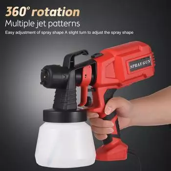 Распылитель краски 550 Вт Высокая мощность 3 вида распыления Контейнер 800 мл Легко моющийся электрический распылитель краски US Plug красный