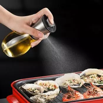 Распылитель масла, 200 мл, стеклянная бутылка, противоскользящий пищевой пресс для приготовления пищи, распылитель, герметичная насадка, кухонный мистер для жарки, приготовления салатов-барбекю 200ML