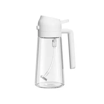 Распылитель масла для приготовления пищи, 2 бутылки, 1 масло в стеклянном распылителе объемом 500 мл/17 унций, многоразовый белый