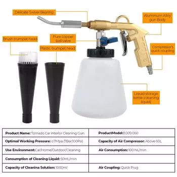 Распылительная насадка для удаления пыли, глубокая очистка, пистолет для мойки автомобилей под высоким давлением, пневматическая мойка для автомобилей, пистолет для химчистки EU Plug