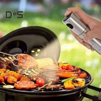 Распылитель оливкового масла Mister для приготовления пищи, стеклянная бутылка с мощными насадками для мелкодисперсного распыления, кухонный распылитель для масла и уксуса, бутылка-распылитель для салата-барбекю серебряный