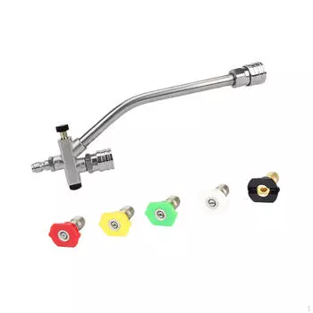 Распылитель пены с двойным соединителем и 5 распылительными насадками. Прочный наконечник для мойки под давлением.