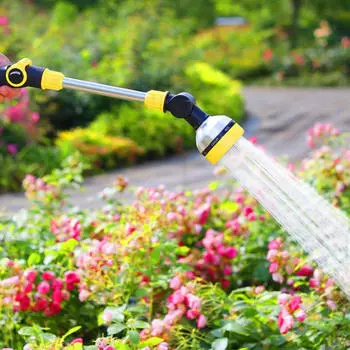 Распылитель с длинным шлангом, 18,70 дюйма, 8 режимов распыления, палочка для полива растений, газон для шаровых кранов жёлтый
