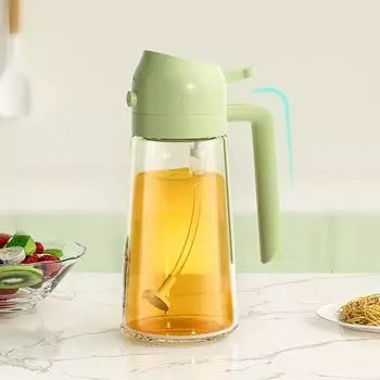Распыляйте и заливайте 2-в-1 бутылку масла, стеклянную бутылку-распылитель для дома, бутылку для жидкой приправы, подходящую для домашней кухни зелёный
