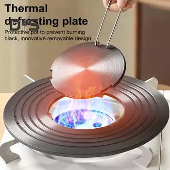 Рассеиватель тепла для газовой плиты с подвесной ручкой Съемная пластина теплопередачи для медленного приготовления тушеных блюд на сковороде Нескользящая металлическая пластина для медленного приготовления пищи для равномерного нагрева серый