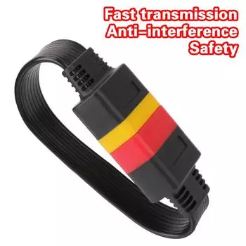 Расширенный адаптер сканера OBD2, автомобильные диагностические разъемы, кабель OBD2, 32 см, удлинительный кабель OBDII, 16-контактный разъем «папа-мама» чёрный