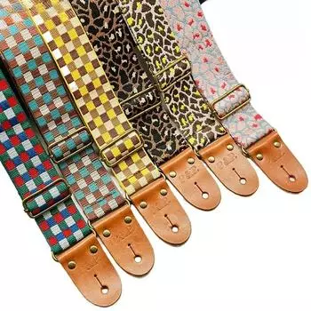 Расширенный и утолщенный ремень для акустической гитары, жаккардовый клетчатый леопардовый принт, плечевой ремень для электрогитары, аксессуары для гитары