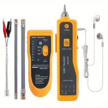 Расширенный кабельный тестер — совместимый с Cat5/Cat6, трекер RJ11/RJ45, генератор тоновых сигналов проводов и детектор локальной сети Ethernet жёлтый