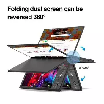 Расширитель экрана ноутбука с возможностью поворота на 360 градусов, высокое разрешение, удобный универсальный складной портативный двойной монитор чёрный