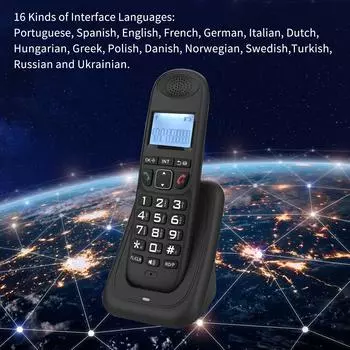 Расширяемая беспроводная телефонная система с 3-строчным дисплеем, поддержка идентификатора вызывающего абонента, подключение 5 трубок, 50 B-EU-1