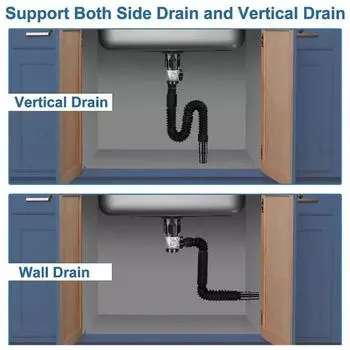 Расширяемая сливная труба для раковины со встроенным заглушкой, предотвращающей засорение, универсальная, простая установка, устойчивая к протечкам ванная комната A