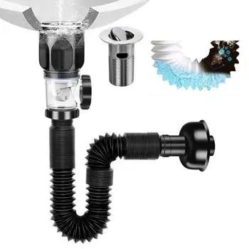 Расширяемая сливная труба для раковины со встроенным стопором против засорения, универсальная, простая установка, устойчивая к протечкам раковина для ванной комнаты A