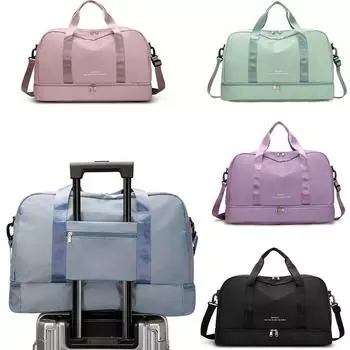 Расширяемая спортивная сумка Водонепроницаемая спортивная дорожная сумка с карманом для мокрых вещей Спортивная сумка для ночевки чёрный