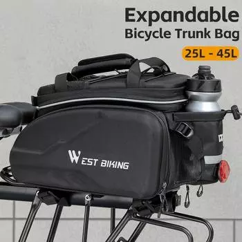 Расширяемая сумка на заднюю багажник для велосипеда большой емкости, уличная дорожная сумка, портативная сумка для велосипедного велосипеда чёрный