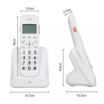 Расширяемый беспроводной телефон Bisofice с 1,8-дюймовым 3-строчным ЖК-дисплеем, поддержкой подключения 5 трубок W-EU белый