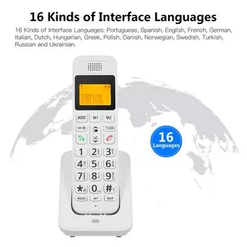 Расширяемый беспроводной телефон Телефон с ЖК-дисплеем Идентификатор вызывающего абонента 50 Памяти телефонной книги Громкая связь EU чёрный