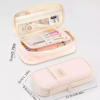 Расширяемый пенал большой емкости, сумка для карандашей, школьный органайзер для канцелярских принадлежностей с отделениями розовый
