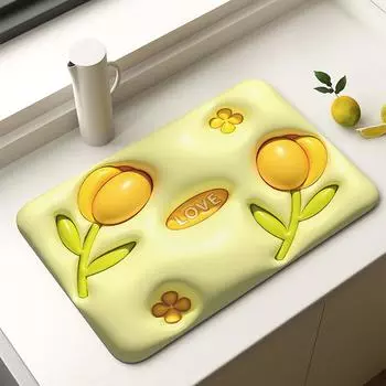 Расширяющийся дренажный коврик Bar Diatom Mud Absorber Coaster Tea Table Изоляционный коврик Bowl Teddy Cup Не требующий мытья коврик для сушки 30x40cm