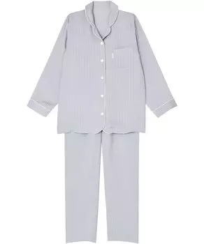 Расслабьтесь, длинные, гладкие, глянцевые на ощупь YDX507 GY M [Wacoal & Sleep] Пижама, рукава, брюки, текстура, Женская