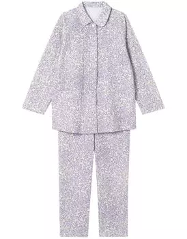 Расслабьтесь Длинный Длинный хлопок Смесовый трикотажный верх и низ Открытый перед CDW494 ПУ [Wacoal & Sleep] Пижама, рукава, брюки, (Основной корпус), Материал, Набор,