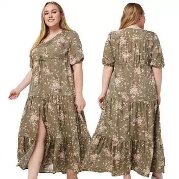 Расслабьтесь и наслаждайтесь летним бризом в этом свободном и легком пляжном платье больших размеров. XL розовый