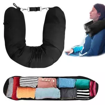 Расслабленная однотонная отличная регулируемая пряжка для путешествий, надувная подушка для шеи, подушка-трубка серый