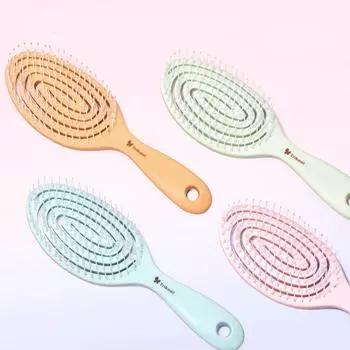 Расслабляющая эластичная массажная расческа, портативная полая расческа для волос, массажная щетка для кожи головы, салонные инструменты для укладки, сплошная цветная круглая щетка для волос фиолетовый