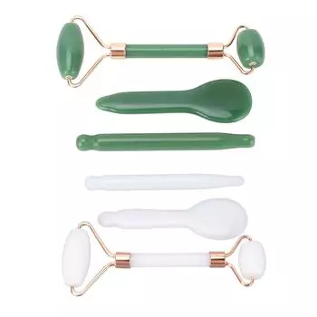 Расслабляющий массаж лица с нефритовым валиком Гуаша Инструменты Двойная головка Ручной массаж лица Расслабляющий массаж лица White