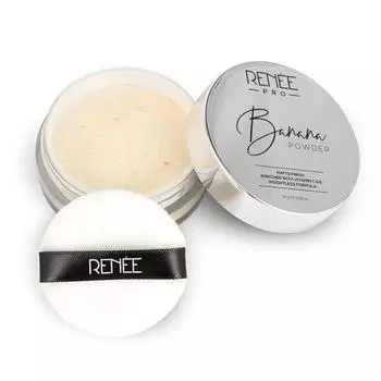 Рассыпчатая матовая пудра RENEE Pro Banana Loose Matte Finish - светло-бежевый цвет - фиксирует макияж, стойкая, легкая и легко растушевываемая - формула с витаминами C и E - 10 г