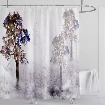 Растение Цветочная Шторка для душа Водонепроницаемая шторка для душа Полиэфирная ткань 3D-печать Шторка Украшение для ванной комнаты С крючками W90xH180cm