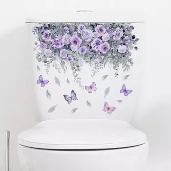 Растение Цветок Бабочка Стикер Стены Ванная Комната Туалет Декор Гостиная Кабинет 25x35cm