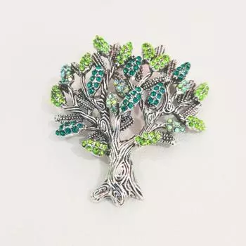 Растение Древо Жизни Античная Ретро Брошь со стразами Односимвольная Игла Полая Одежда Аксессуары Ретро Значок Роскошь Сейчас серебряный