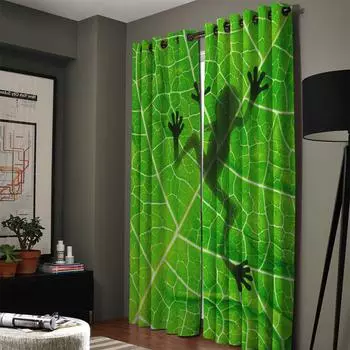 Растение Frog Shadow Leaf Natural Window Curtains Шторы для гостиной Декоративные элементы Гостиная 135W x 60H(cm)