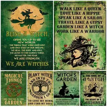 Растение ведьмы и души ведьмы винтажное настенное искусство холст картина волшебство садовые подарки винтажные постеры и печать 21cm30cm NoFrame