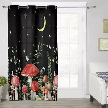 Растения, грибы, цветы, луна, современные оконные шторы для гостиной, спальни, кухонные шторы, шторы 135W x 60H(cm) x1