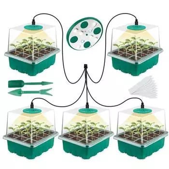 Растения Семена Стартер Лотки С Grow Light 12 Отверстий На Лоток Горшки Для Питомников Освещение Для Дома Растения Теплица Лотки Для Выращивания
