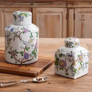 Растения в европейском стиле, цветы, керамическая банка для хранения, украшения для хранения, банка для закусок, банка для конфет, украшения для дома.