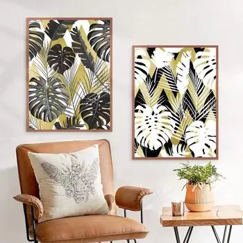 Растительная картина маслом в скандинавском стиле, геометрическая абстрактная фреска, современная гостиная, кабинет, украшение дома, черепаха, лист, искусство, картина без рамки 21*30cm No Frame