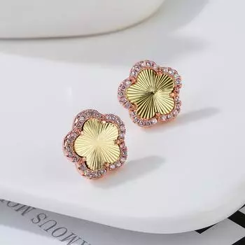 Растительные цветы геометрические пять лепестков листьев женские роскошные серьги блестящий клевер свадебный прекрасный подарок