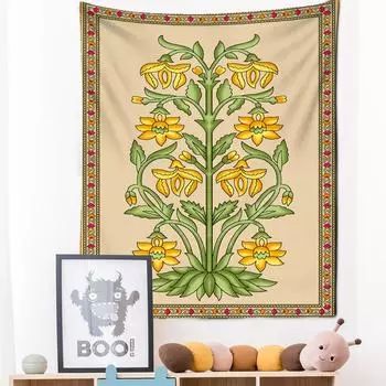 Растительный цветочный гобелен настенный в стиле бохо простой и элегантный хиппи мандала ковер спальня искусство домашний декор 95x70cm