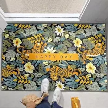 Растительный цветочный кристальный бархатный коврик для ванной комнаты, впитывающий нескользящий коврик для туалета, грязный коврик для входной двери 40*60cm