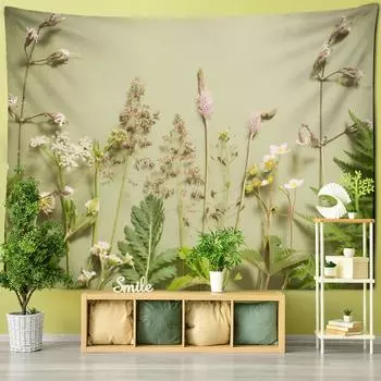 Растительный цветок гобелен настенный психоделический натуральный Ins простой богемный стиль искусство хиппи спальня домашний декор 95x70cm