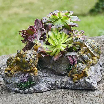 Растительный горшок Цветочное украшение Ландшафтный декоративный садовый горшок Скульптура черепахи для гостиной