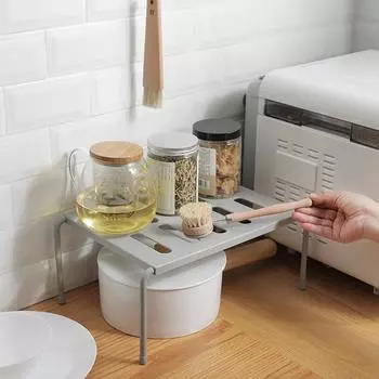 Растягивающаяся кухонная полка для хранения, выдвижная приправа, органайзер для посуды, полка для обуви, шкаф, кладовая, многофункциональная белый