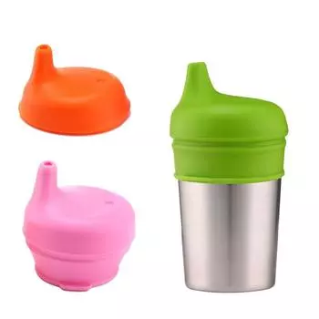 Растягивающиеся силиконовые крышки для поильников с выступающим отверстием для соломинки, многоразовые крышки для поильников для детей синий