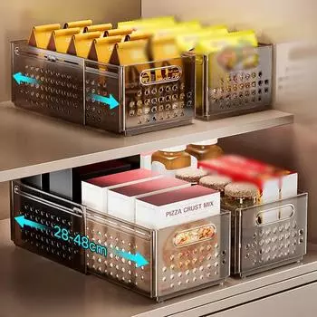 Растягивающийся ящик для хранения, большой вместительный органайзер для кухонного шкафа, ящик для хранения закусок, косметики, органайзер для гардероба, экономия места S