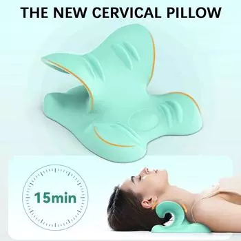 Растяжитель шеи для снятия боли в шейном отделе позвоночника Массажная подушка для снятия боли Подушка для хиропрактики Растяжитель шеи Подушка для выравнивания шеи зелёный
